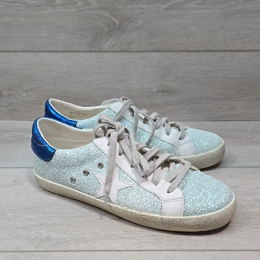 MIIM Women's Glitter Sneakers with Blue Accents Stars Sneakers Shoes Sz 9